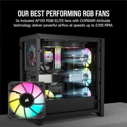 CORSAIR 3000D Airflow Mid-Tower PC Case – 2X SP120 Elite Fans – Four-Slot GPU Support – Fits up to 8X 120mm Fans – High-Airflow Design – Black