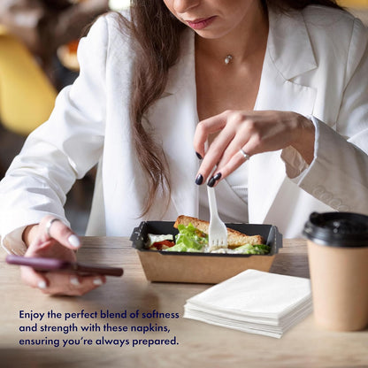 ALIBI Napkin - Soft and Absorbent 500 1-Ply White Lunch - Disposable Multi-Purpose Paper for Everyday Use, Events, and Parties - Versatile and Convenient