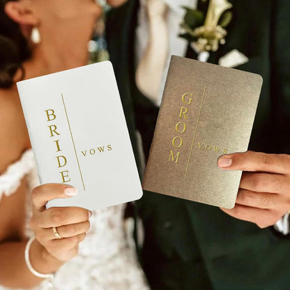 WeddingGiftsWedding Vow Books His and Hers Soft Touch Gold Foil Engraving Vow Books Wedding Essentials Wedding Accessories(TR-HH-Black)