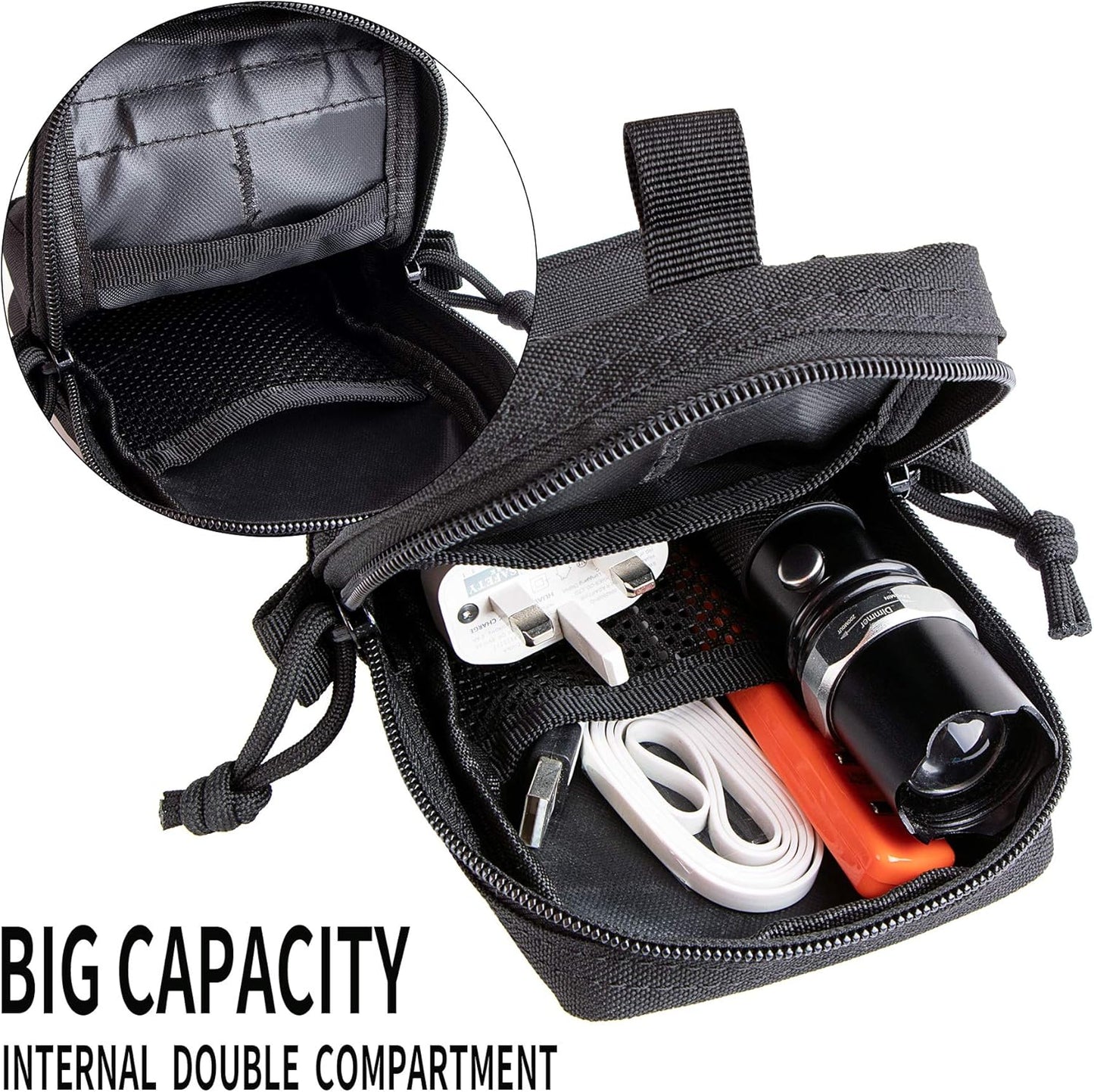 IronSeals Molle Pouch Multi-Purpose Tactical Compact Water-Resistant Utility Pouch with CA Flag Patch and D-Ring Gear Clip
