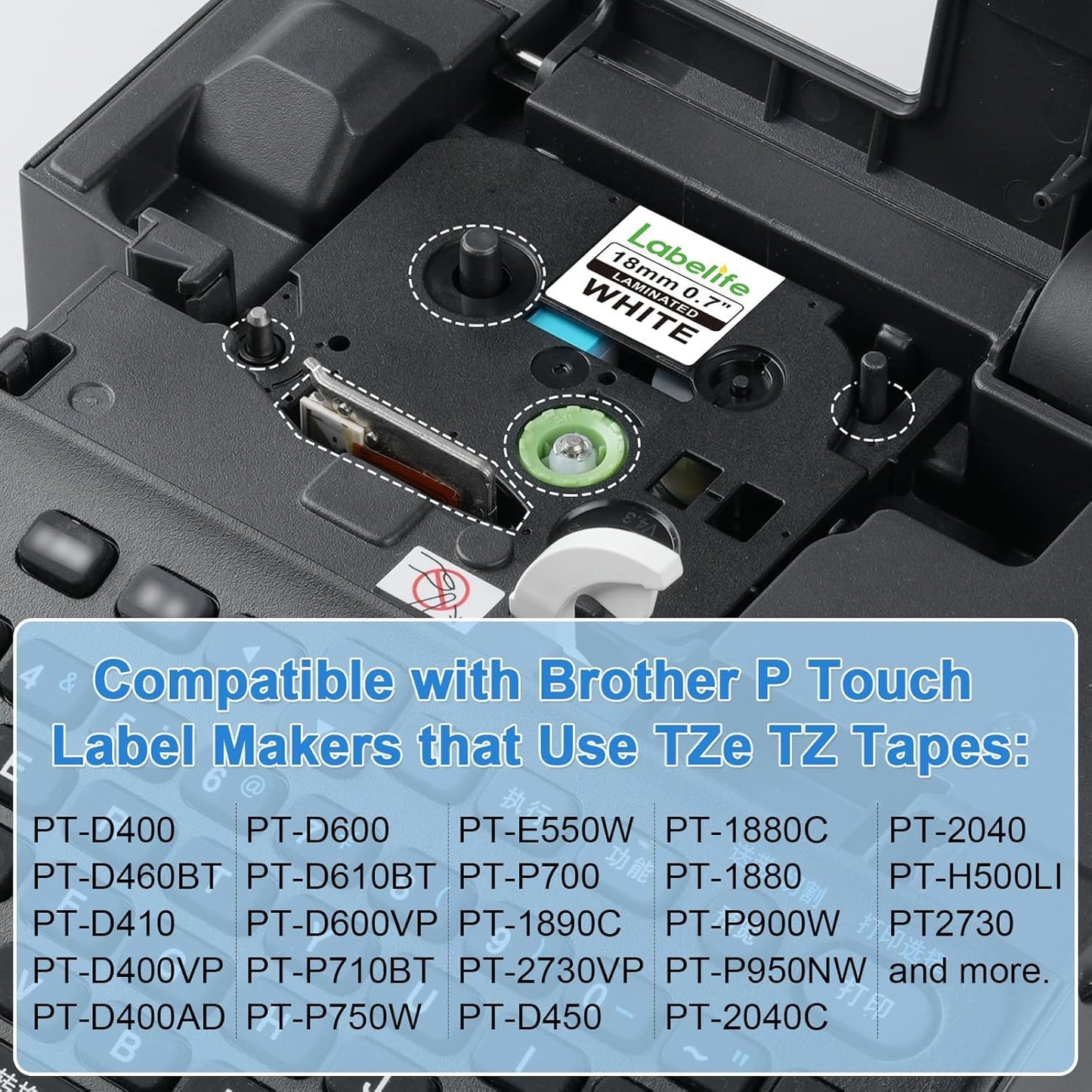 5 Pack Compatible with Brother Label Maker Tape P Touch TZe TZ Tape 12mm 0.47'' Laminated White TZe-231 TZ 231 Label Tape for Brother P-Touch PT-H110 PT-D210 PT-D600 PT-D400AD PT-1290