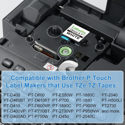 5 Pack Compatible with Brother Label Maker Tape P Touch TZe TZ Tape 12mm 0.47'' Laminated White TZe-231 TZ 231 Label Tape for Brother P-Touch PT-H110 PT-D210 PT-D600 PT-D400AD PT-1290