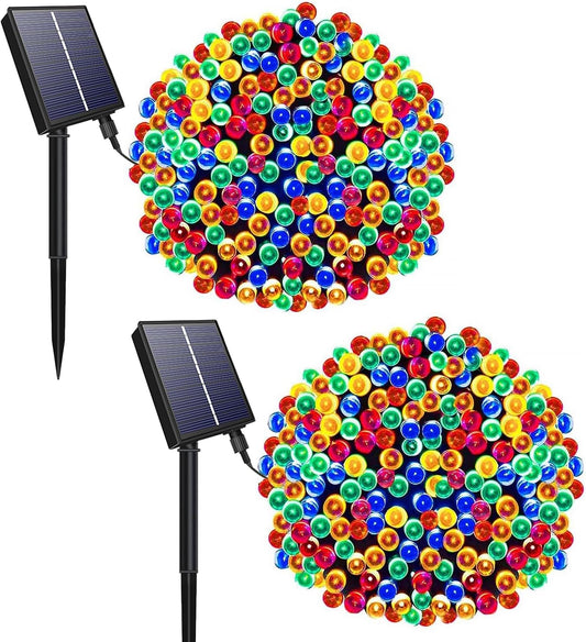 Solar Christmas Lights Outdoor Waterproof,200 LED Solar String Lights 72ft 8 Modes Christmas Solar Lights Outdoor for Party,Xmas Trees,Christmas Decoration,Multicolor,Pack of 2