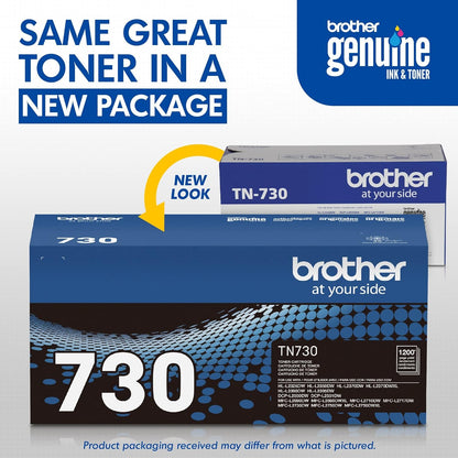 Brother original TN730 High-Yield Black Toner Cartridge, higher yield for value, original toner replacement cartridges, for Brother laser printers HL-L2395DW, DCP-L2550DW, MFC-L2750DW, and more