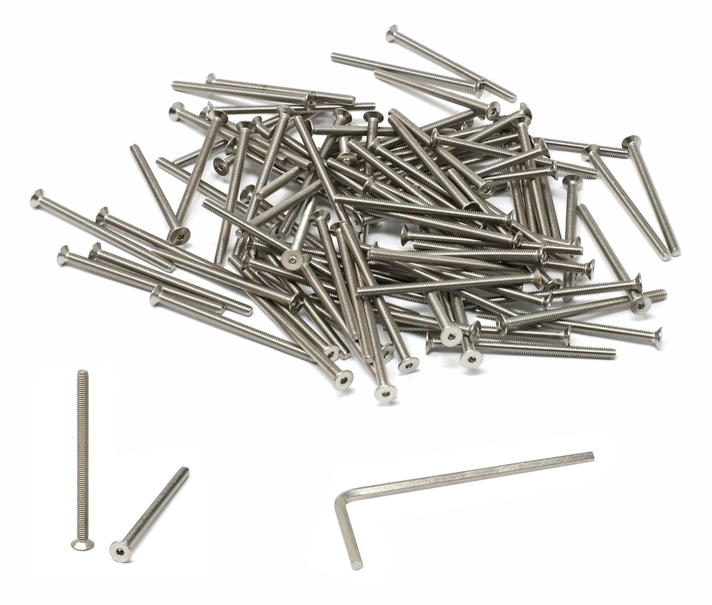 iexcell 5 Pcs M8 x 80mm Thread Pitch 1.25 mm Stainless Steel 304 Hex Socket Flat Head Cap Screws Bolts Kit