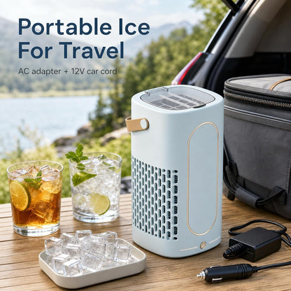 Portable Mini Ice Maker Machine, Compact Ice Making Appliance for Home Kitchens, Offices, Travel and Small Spaces, Convenient Ice Maker for Cold Drinks, Refreshments and Daily Use Blue