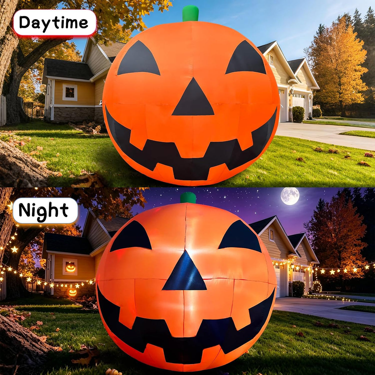 10.2 FT Halloween Giant Inflatable Pumpkin, Blow Up LED Light Pumpkin Halloween Party Supplies, Extra Large Inflatable Pumpkin for Outdoor Yard, Lawn, Garden, Fall Festival Decor& Commercial Use