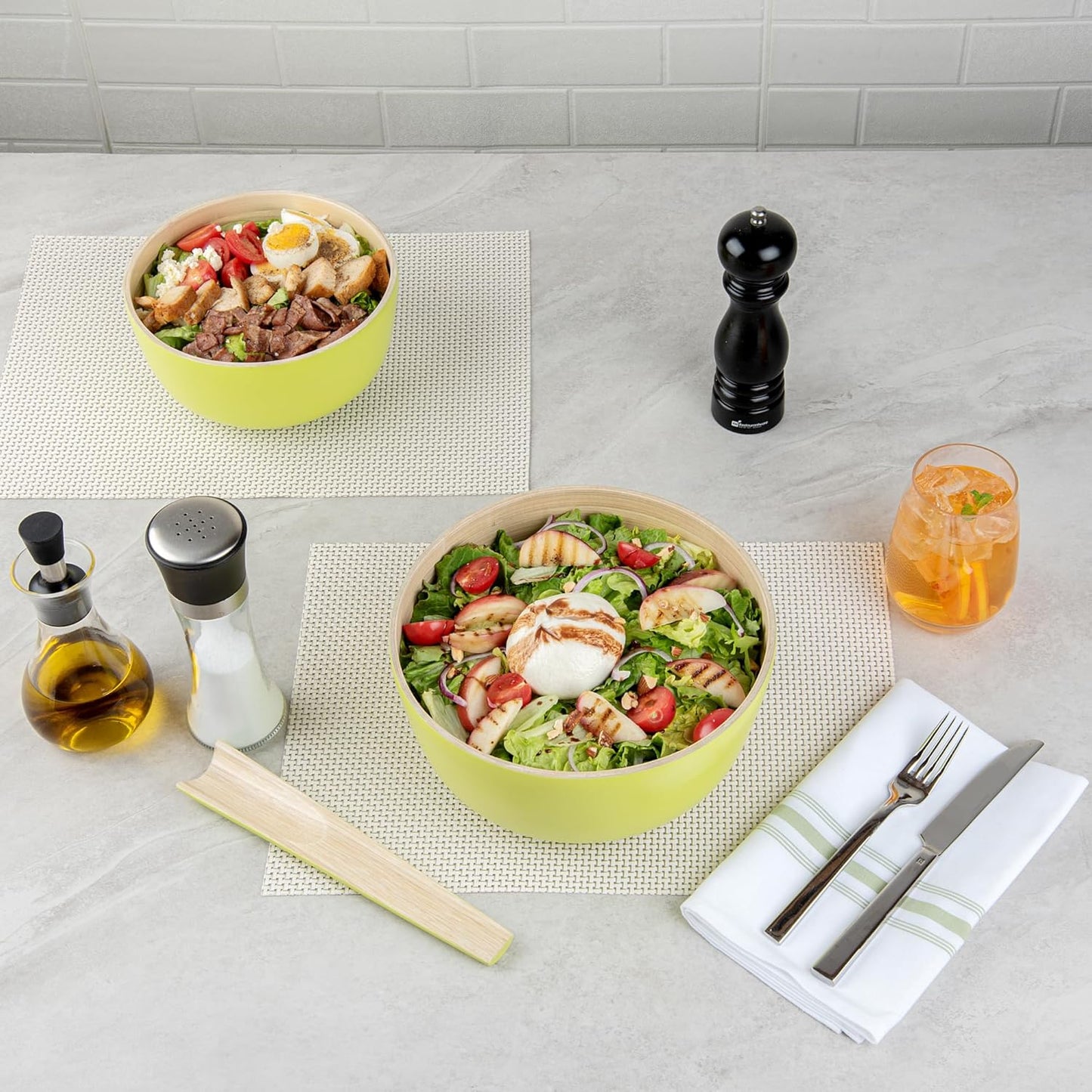 Restaurantware-Bambuddha 51 Ounce Extra Large Salad Bowl, 1 Heavy-Duty Round Salad Bowl - Sustainable, Reusable, Blue Bamboo Serving Dish, for Serving Salads, Fruits, and Appetizers