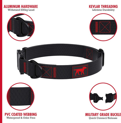 Tuff Pupper Waterproof Action Collar for Dogs | Heavy Duty Water Proof Dog Collar | Tear Proof & Odor Free | Rust-Proof Metal Hardware | Tactical Quick Release Buckle | for Adventurous, Active Dogs