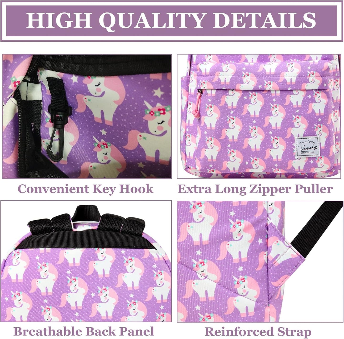 VASCHY Lightweight School Backpack for Women with Sleeve for 14" Laptop