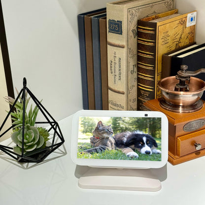 Sintron Adjustable Magnetic Stand Mount for Echo Show 5 (3rd Gen) & iPhone Models, Smart Display Stand Holder for Show 5 3rd Gen with 360 Degree Rotation, Swivel Tilt Function, Anti-Slip Base (Black)