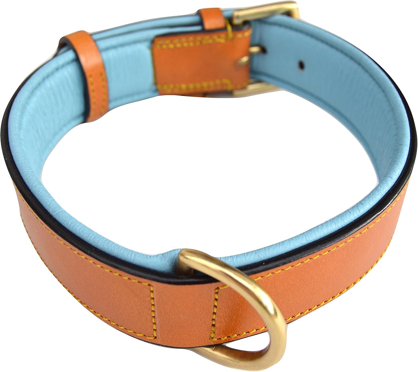 Soft Touch Collars Padded Leather Dog Collar, Large Brown - Genuine Real Leather, 24" Long x 1.5 Wide, Fits Neck Size 18" to 21" Inches