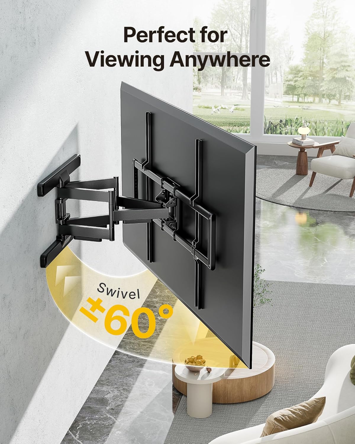 monTEK Heavy Duty TV Wall Mount for 43"–100" TVs, Pre-Assembled & 132lbs 4X Tested, Full Motion TV Mount with Tool-Free Tilt/Swivel/Extension, Max VESA 800x600, Fits 16"/18" Studs - PuriLite