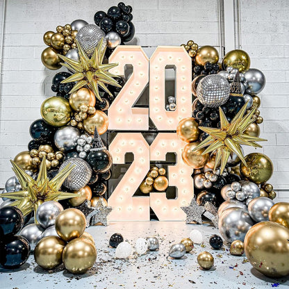 Gold Metallic Chrome Latex Balloon Arch Kit, 102PCS 18In 12In 10In 5In Arch Garland For Festival Picnic, Engagement, Wedding, Birthday Party, Gold Theme Anniversary Decoration With 33FT Ribbon