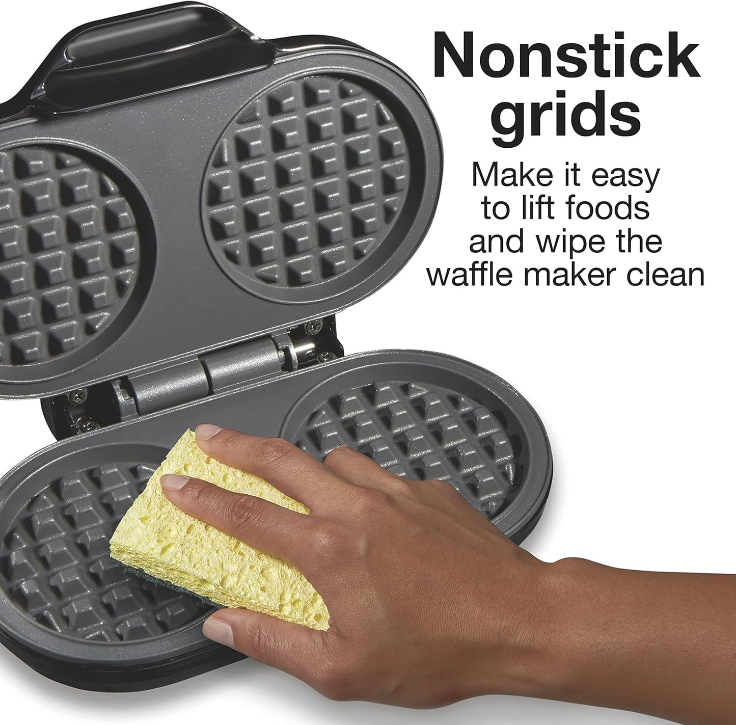 Proctor Silex Petite Double Waffle Maker, Nonstick Grids, Makes 4" Round Waffles, Black, 26102