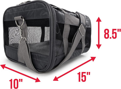 Sherpa Original Deluxe Travel Bag Pet Carrier, Airline Approved & Guaranteed-On-Board - Mesh Panels & Spring Frame, Locking Safety Zippers, Machine Washable Liner - Charcoal Gray, Medium