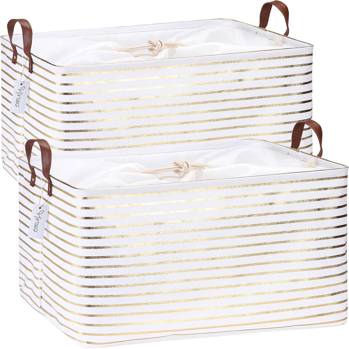 Hinwo 6-Pack Small Canvas Fabric Storage Baskets Set with Handles, Open Storage Bins, Cube Storage Organizer, Shelf Organizer Bins for Closet, 7.9L, 12 x 8 x 5 Inches, Grey Stripe