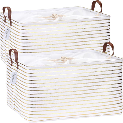 Hinwo 6-Pack Small Canvas Fabric Storage Baskets Set with Handles, Open Storage Bins, Cube Storage Organizer, Shelf Organizer Bins for Closet, 7.9L, 12 x 8 x 5 Inches, Grey Stripe