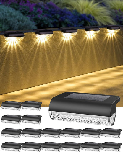 16Pack Solar Lights Outdoor Stair Lights 3000K Warm White