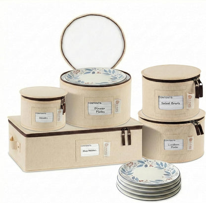 Hard Shell China Storage Containers | Dish Storage Boxes | Moving Storage Containers | Dinnerware Organizer Set | Seasonal Storage Solutions - PuriLite