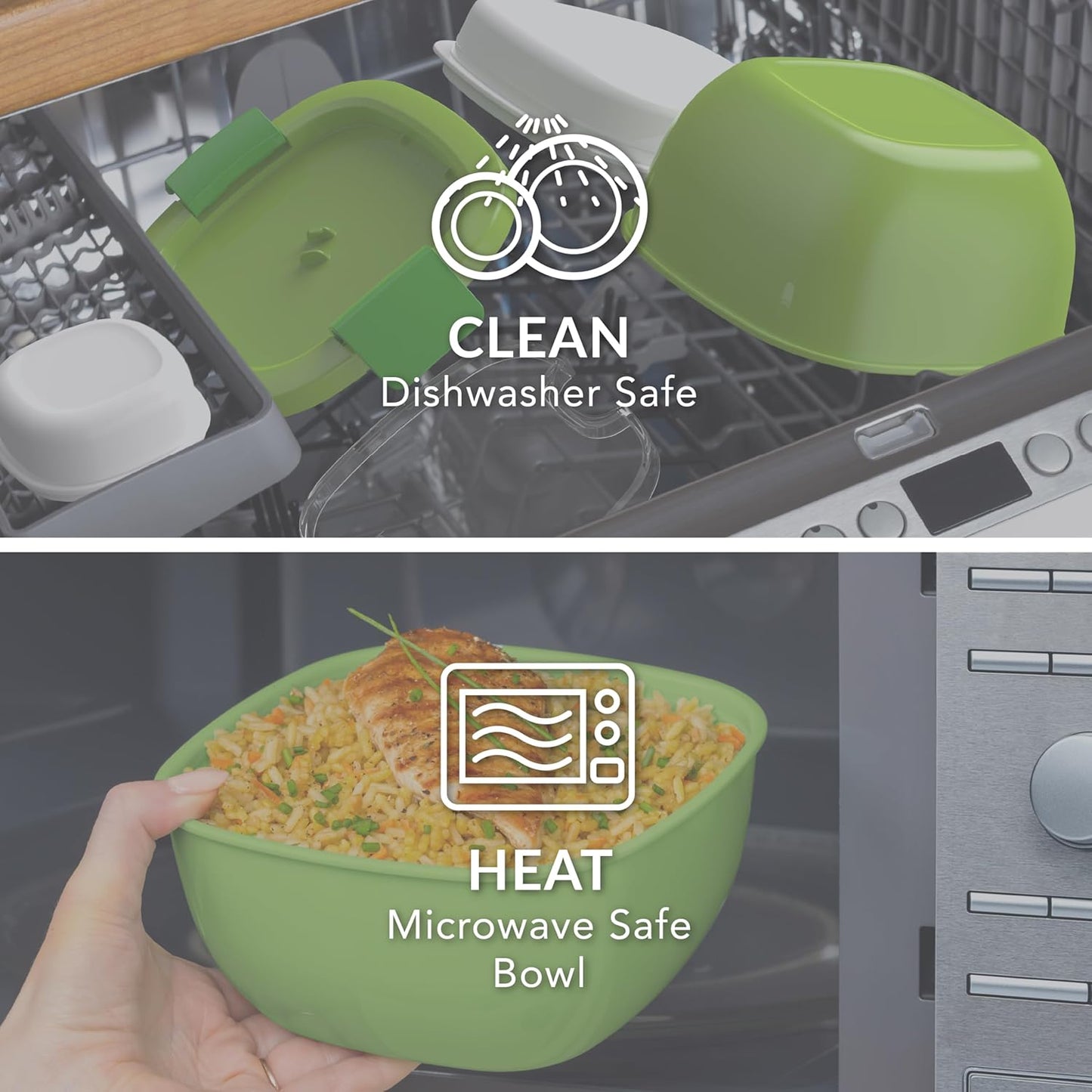 Bentgo Salad - Stackable Lunch Container with Large 54-oz Salad Bowl, 4-Compartment Bento-Style Tray for Toppings, 3-oz Sauce Container for Dressings, Built-in Reusable Fork & BPA-Free (Khaki Green)