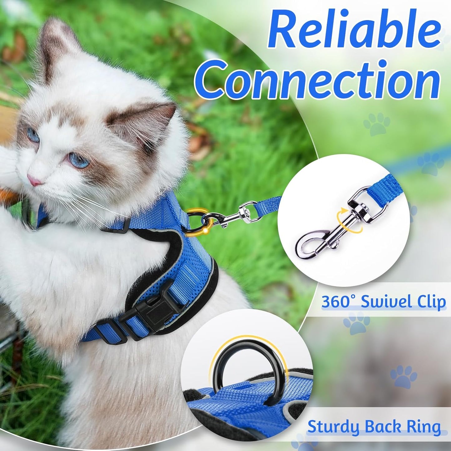 rabbitgoo Cat Harness and Leash for Walking, Escape Proof Soft Adjustable Vest Harnesses for Small Medium Cats, Easy Control Breathable Reflective Strips Jacket, XS, Black