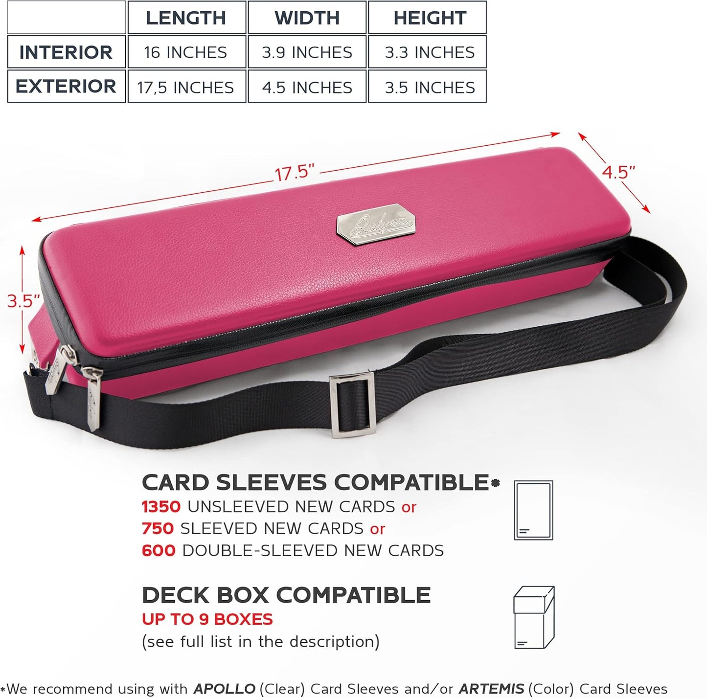 Pink Bolt Card Carrying Case - Playing Card Case Deck Box Storage, Compatible with TCG, Magic: the Gathering Commander MTG, YuGiOh & other Trading Cards (+ 100 Apollo Sleeves)
