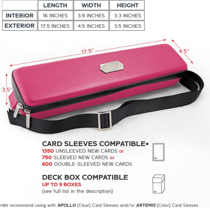 Pink Bolt Card Carrying Case - Playing Card Case Deck Box Storage, Compatible with TCG, Magic: the Gathering Commander MTG, YuGiOh & other Trading Cards (+ 100 Apollo Sleeves)