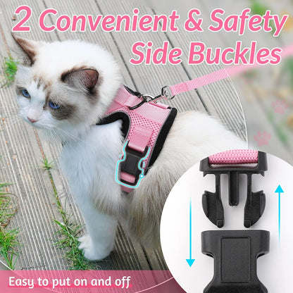 rabbitgoo Cat Harness and Leash for Walking, Escape Proof Soft Adjustable Vest Harnesses for Small Medium Cats, Easy Control Breathable Reflective Strips Jacket, XS, Black
