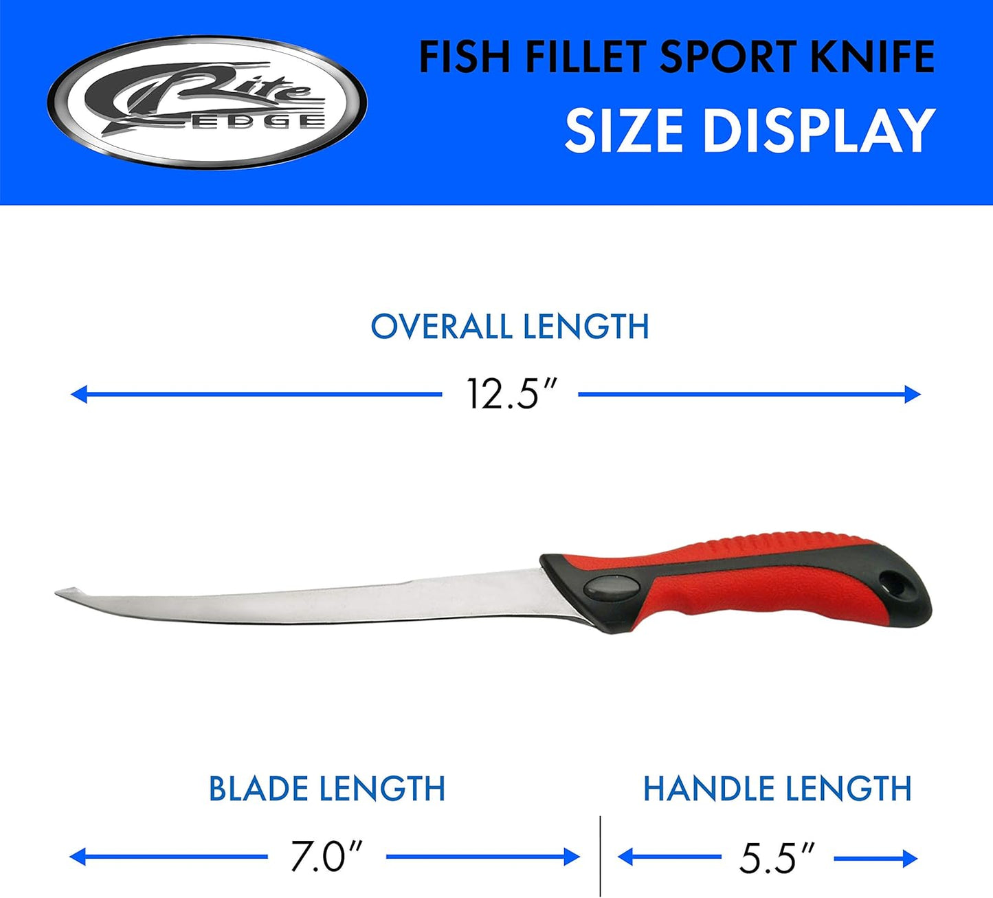 SZCO Supplies 21" Fish Fillet Sport Filllet Knife For Fishing, Cooking, With Rubberized Handle-Double Edged Fillet Knife With Nylon Sheath For Fishermen And Professional Chefs, Gift Knife For Anglers