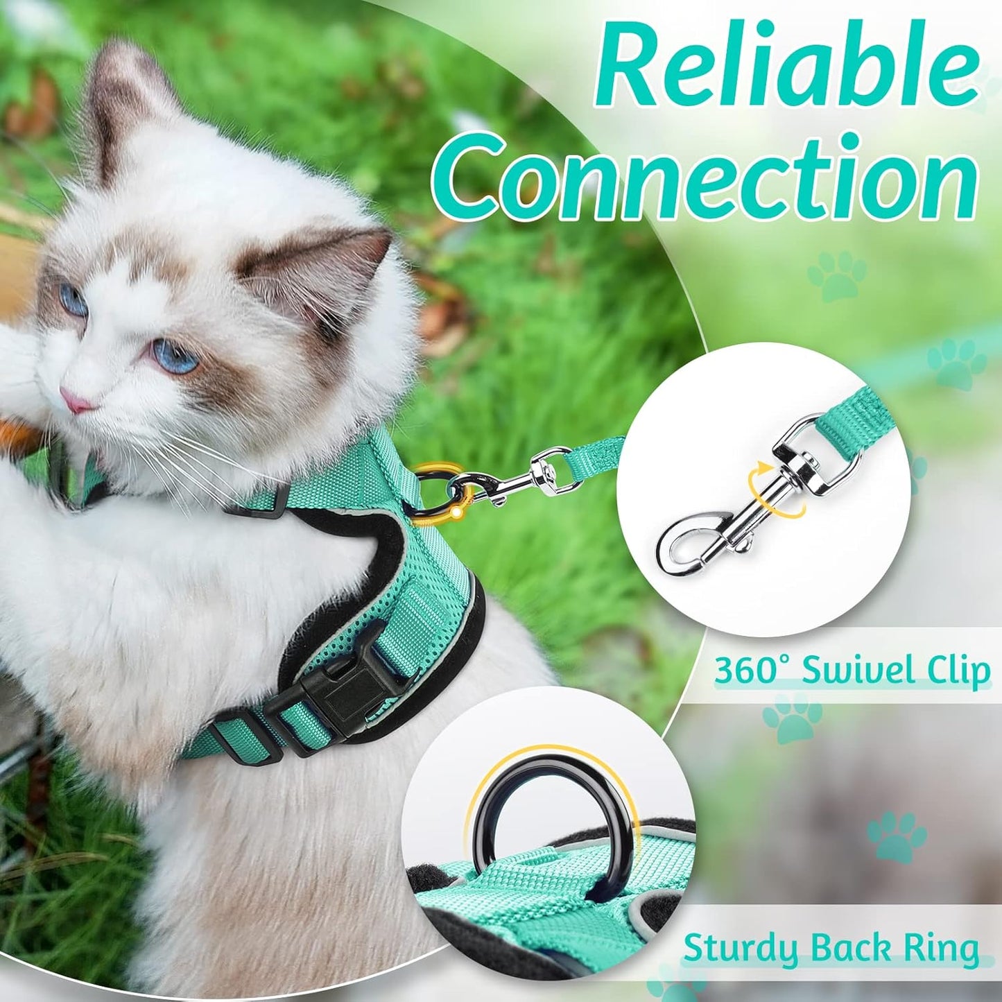 rabbitgoo Cat Harness and Leash for Walking, Escape Proof Soft Adjustable Vest Harnesses for Small Medium Cats, Easy Control Breathable Reflective Strips Jacket, XS, Black