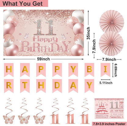 40th Birthday Decorations for Women,32pcs 40th Birthday Party Decorations,Including Backdrop, Crown,Sash,banner, Hanging Swirl,Cake Topper,balloons,Paper Fans,Anniversary Card and paper fans