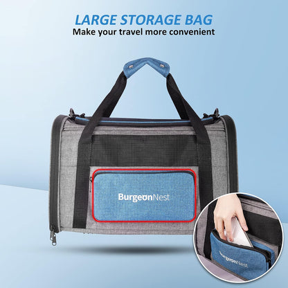 BurgeonNest Cat Carriers for Medium Cats Under 25 lbs, Pet Carrier for Cats with Unique Side Bag,Top Load Small Pet Carrier Soft-Sided Escape Proof with 4 Ventilated Windows