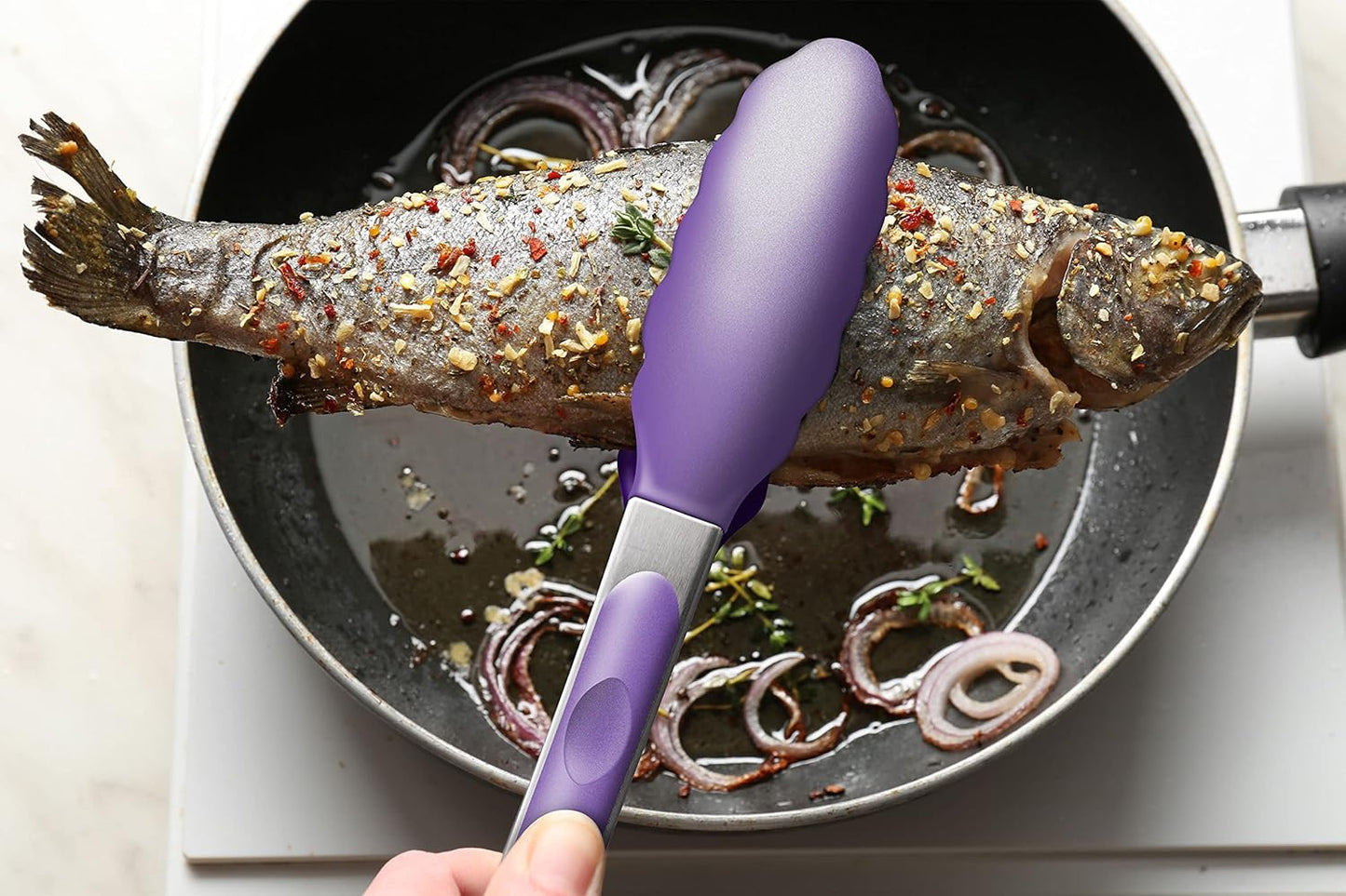 Purilite Select Silicone &amp; Stainless Steel Kitchen Tongs