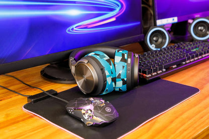 WC Freeze Virtuoso - Hybrid Fabric Cooling Gel Replacement Earpads for Corsair Virtuoso Gaming Headset, Made by Wicked Cushions, Improved Durability, Thickness and Sound Isolation | Cyan Prism