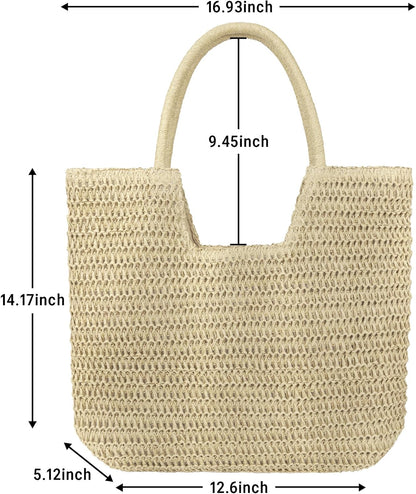 Straw Beach Bags for Women Large Beach Tote Bag Woven Shoulder Handbag Purse for Summer