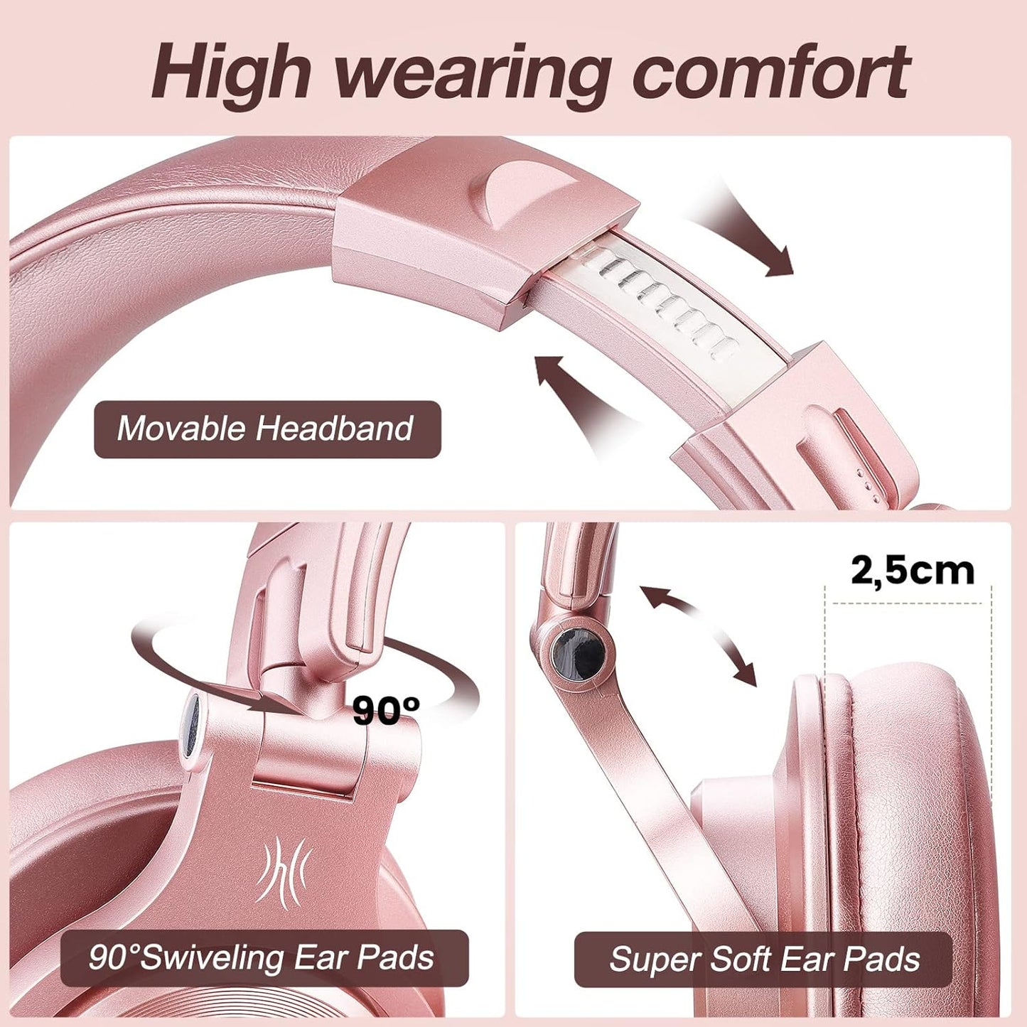 OneOdio A70 Fusion Bluetooth Over Ear Headphones with 72H Playtime, Studio DJ Headphones with Share-Port, Wired and Wireless Recording Headphones with Stereo Sound for Electric Drum Piano Guitar AMP