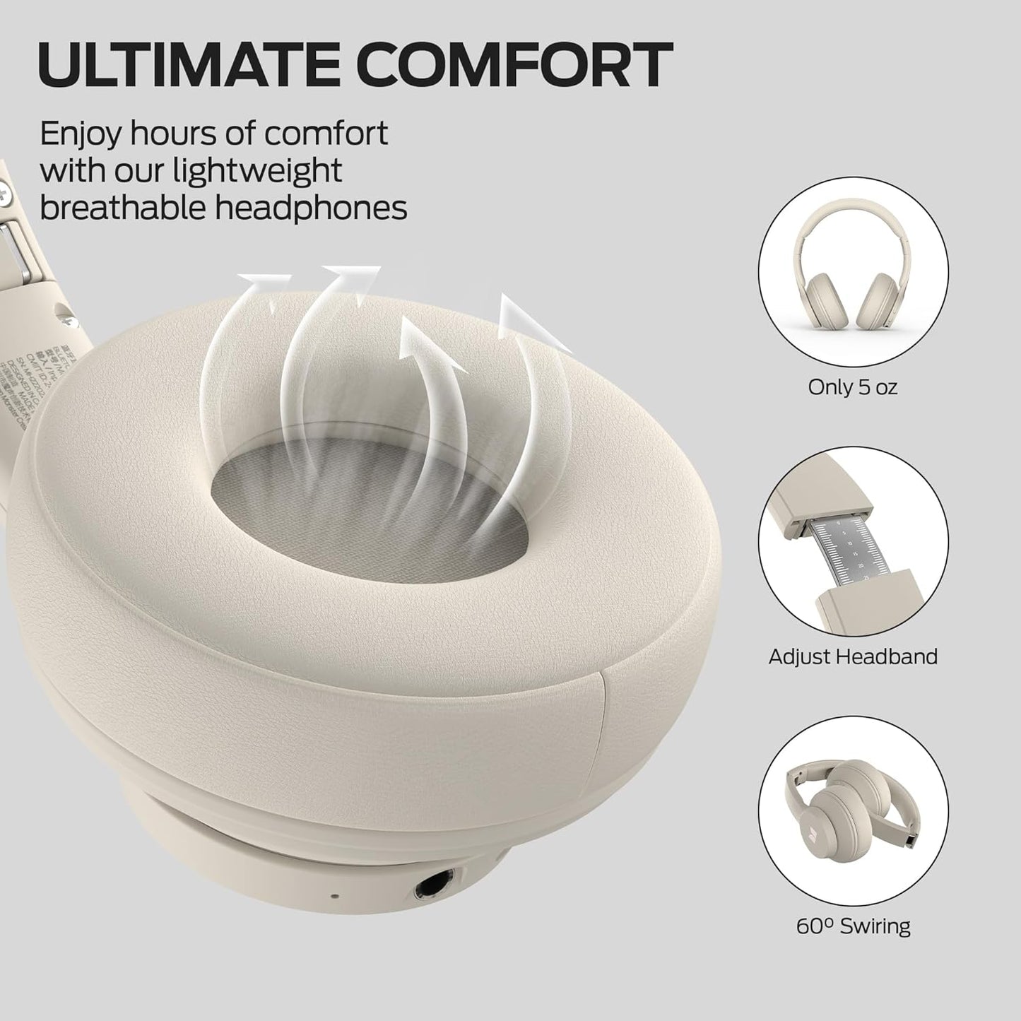 Monster Mission 100 Bluetooth Headphones, On Ear Headphones with Immersive Bass, Crystal Clear Call, 40H Playtime, Bluetooth 5.4, Comfortable Fit Wireless Headset for Travel Work