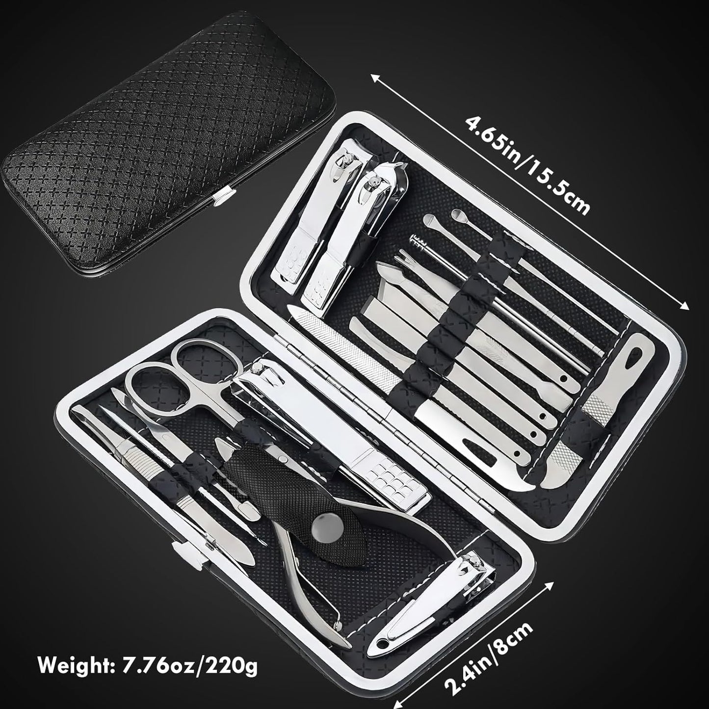 Manicure Set - 19 in 1 Professional Nail Clippers Pedicure Kit, Manicure Tool Kit, Stainless Steel Facial Grooming Set Kit, Gift Idea for Women, Men, Girls, Teens, Beige