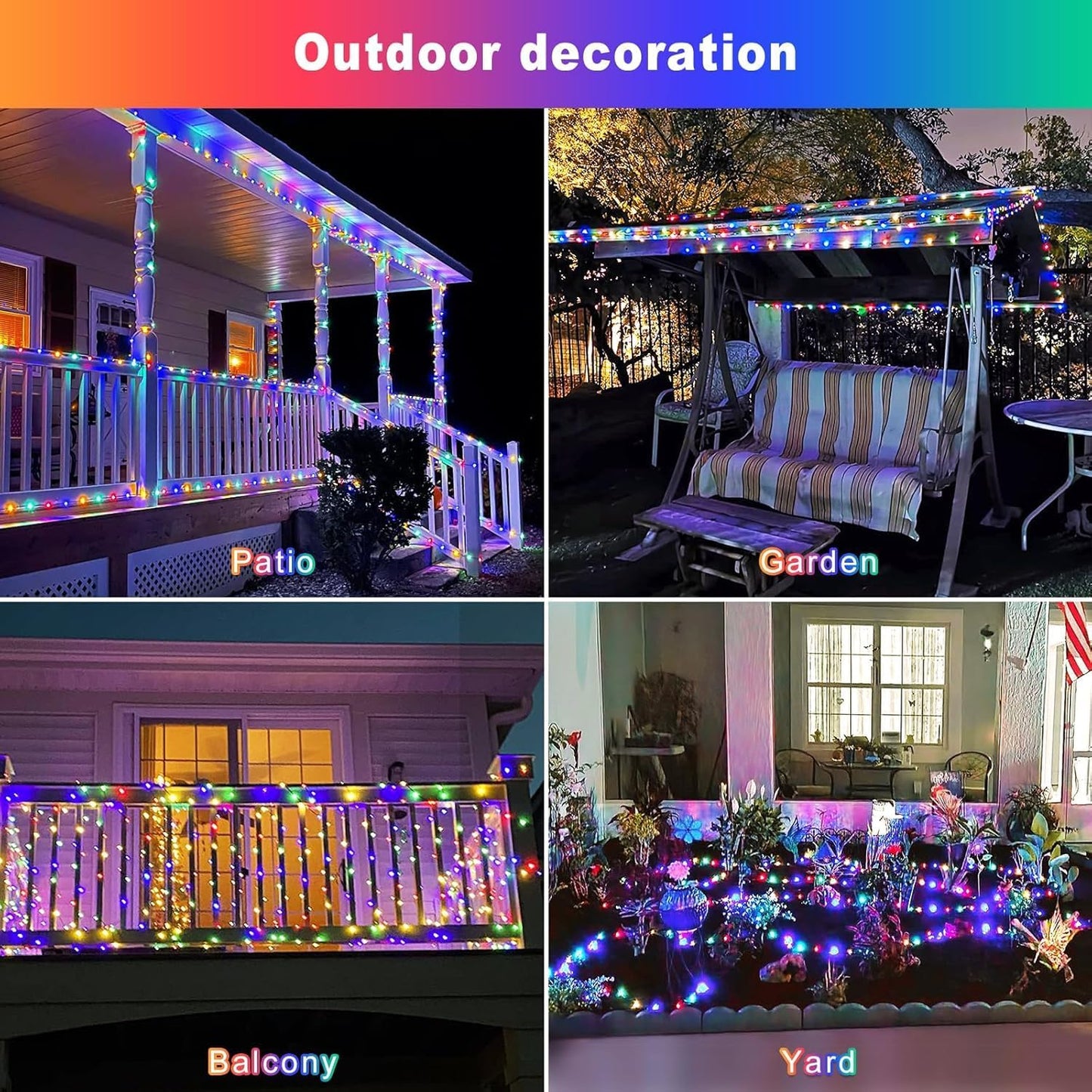 Solar Halloween Decoration Lights, JMEXSUSS 2 Pack 33FT 100 LED Orange and Purple Halloween String Lights, Halloween Lights with 8 Modes for Halloween Tree Yard Outdoor Spooky Party Garden Decorations