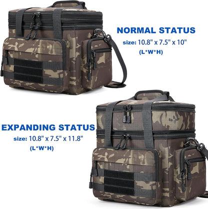 Tactical Lunch Bag for Men, Large Leakproof Insulated Lunch Box, Lunch Cooler Bag with Shoulder Strap, Lunch Pail for Adults Work Outdoor Picnic Trips, Black Camo