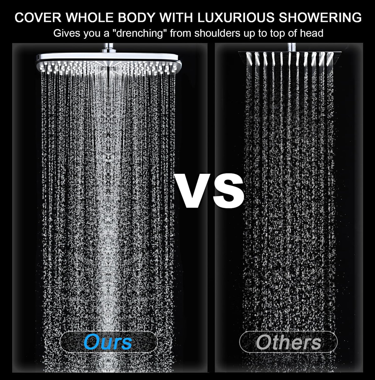 12" High Pressure Rain Shower Head with Handheld, 9 Sprays Hand Showerhead
