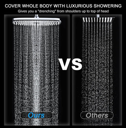 12" High Pressure Rain Shower Head with Handheld, 9 Sprays Hand Showerhead