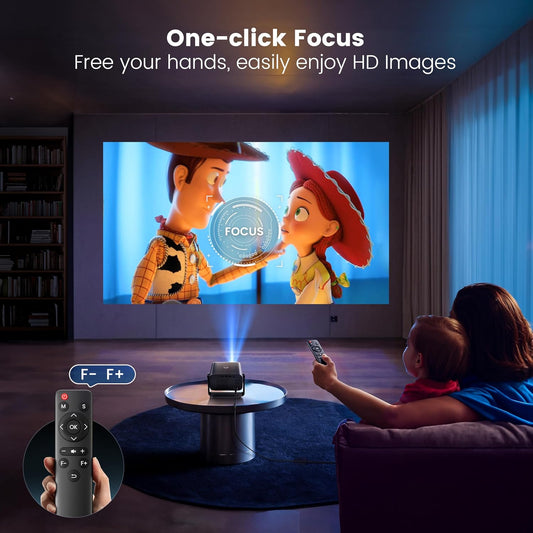 Projector with Auto Keystone/Electric Focus, PUTRIMS 1080P S28 Mini Projector WiFi and Bluetooth, Portable Projector 145°Adjustable Stand 50% Zoom 200" Screen for Phone/TV Stick/PS5/USB