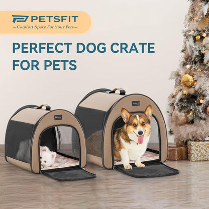 PETSFIT Soft Sided Dog Crate, Travel Dog Crate - 19 Inch Lightweight, Roomy, Easy to Set Up, Sturdy Portable Dog Kennel with Thick Mat, Navy Blue