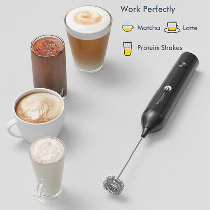 Powerful Milk Frother Handheld Foam Maker, Mini Whisk Drink Mixer for Coffee, Cappuccino, Latte, Matcha, Hot Chocolate, With Stand, Light Purple
