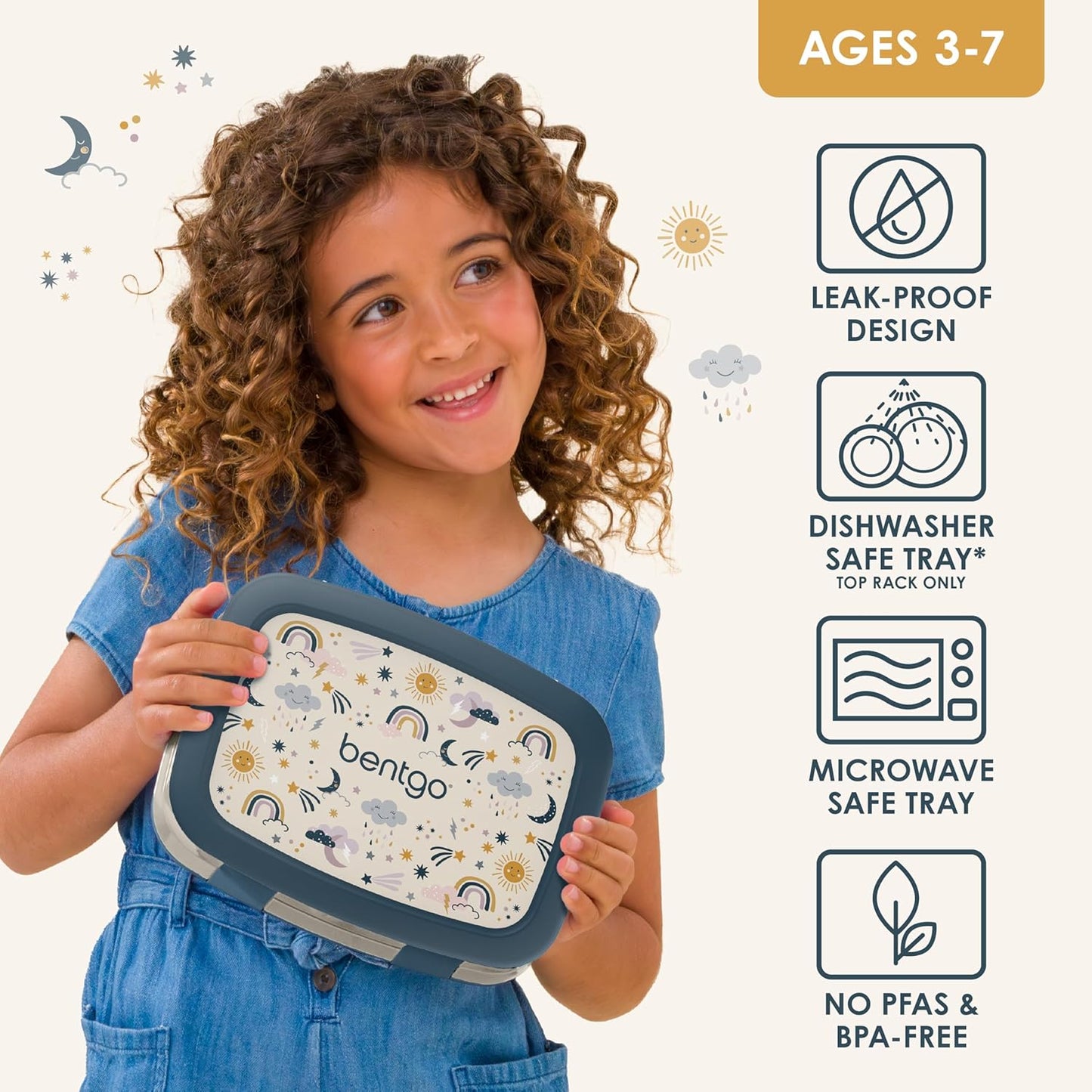 Bentgo Kids Prints (Unicorn) - Leak-Proof, 5-Compartment Bento-Style Kids Lunch Box - Ideal Portion Sizes for Ages 3 to 7 - BPA-Free and Food-Safe Materials