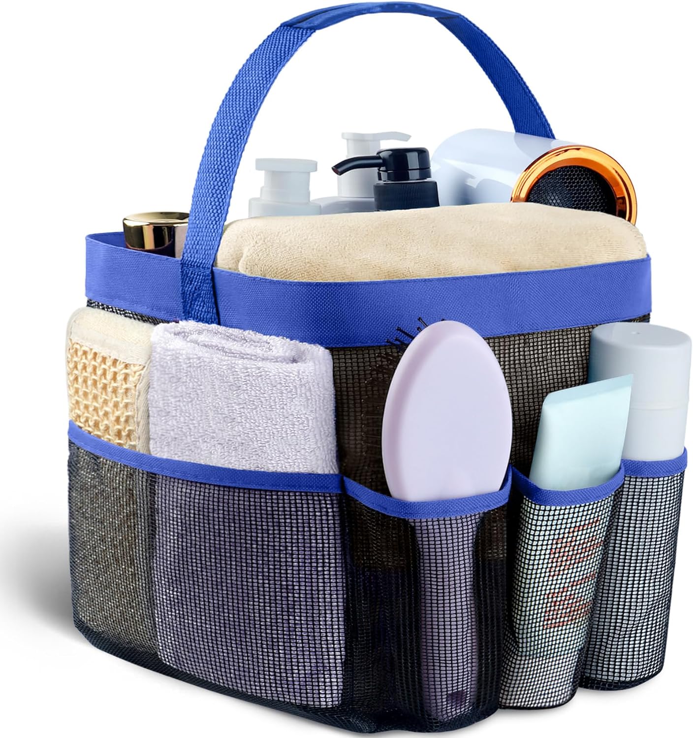 Attmu Mesh Shower Caddy Portable for College Dorm Room Essentials with 8 Pockets, Hanging Shower Caddy Basket Tote Bag Toiletry Accessories for Bathroom