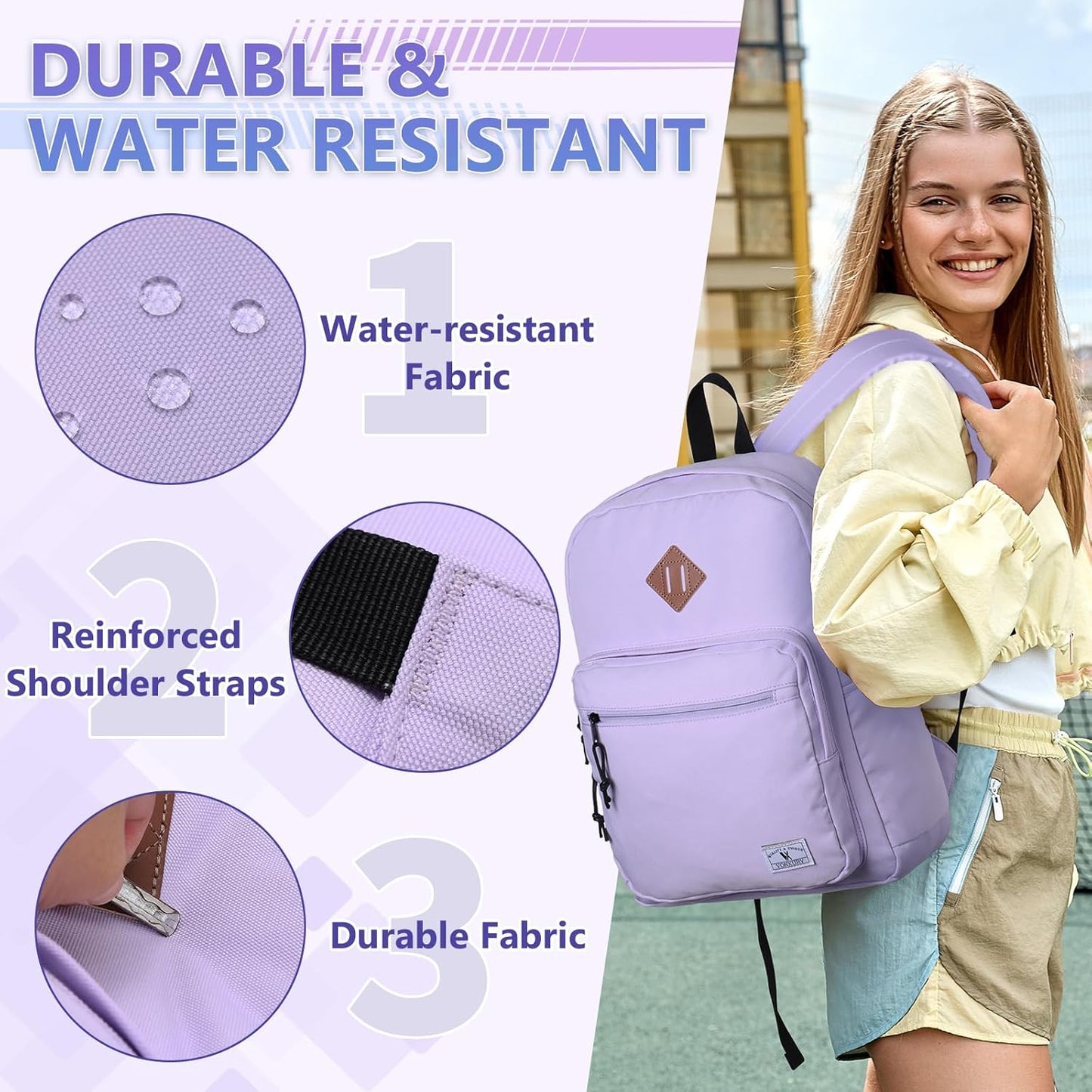 School Backpack for Kids,Lightweight Water Resistant Work Travel Backpack for Women Men Teens VONXURY