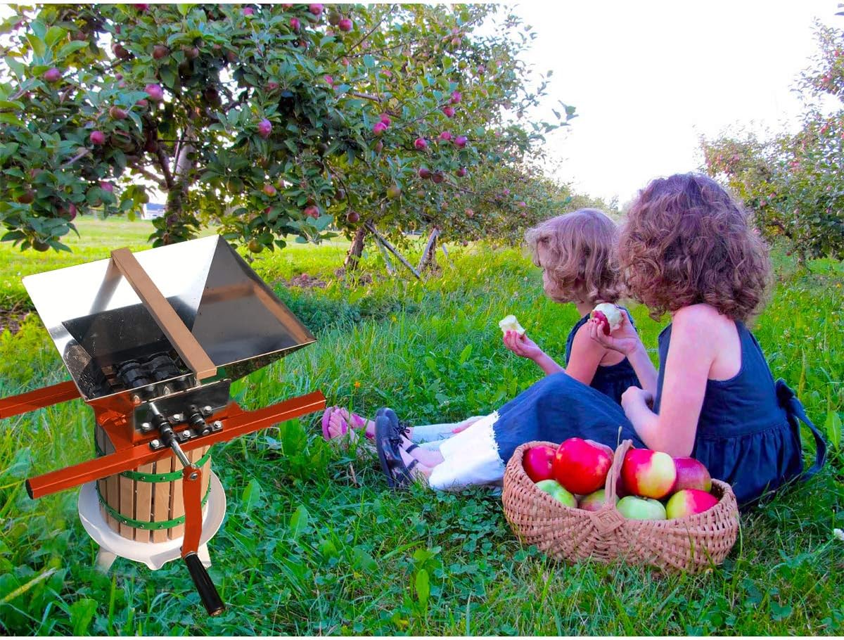 SQUEEZE master Fruit Apple Wine Classic Crusher -7 Litre/1.8Gallon Manual Grinder- Large Stainless Steel-Red